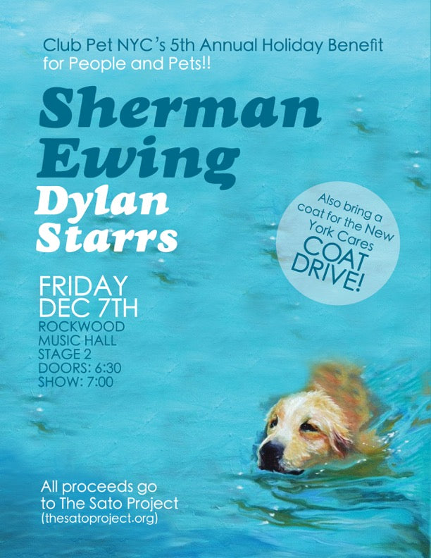 Come out and rock & roll for a good cause! Sherman performs Friday, 12/7 at Rockwood Music Hall