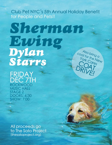 Come out and rock & roll for a good cause! Sherman performs Friday, 12/7 at Rockwood Music Hall